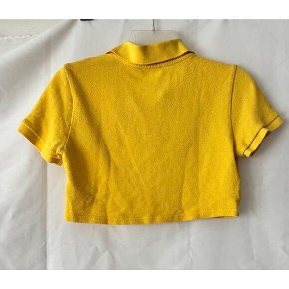 United Colors of Benetton Yellow Cropped Polo Shirt Embroidered Patch - Picture 9 of 12